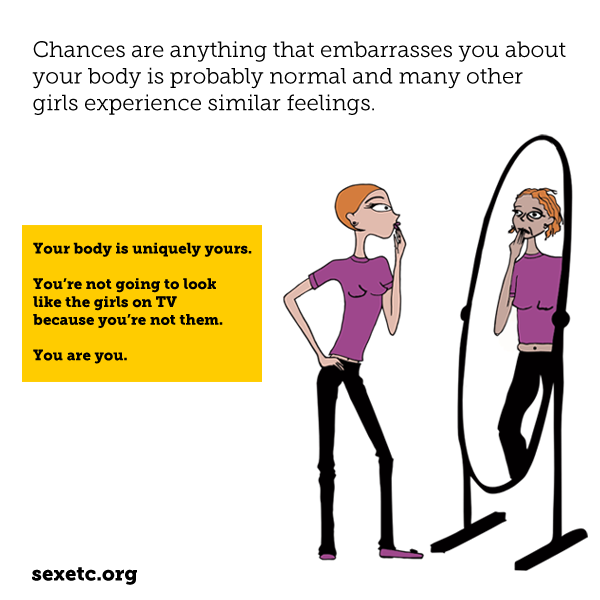 Sexetc's tweet photo. Want to feel comfortable with your body? Learn to accept what it looks like and the fact that it is uniquely yours. You’re not going to look like the girls on TV because you’re not them. You are you. Read: https://t.co/EkDkKrB0oF #bodyimage #loveyourbody https://t.co/JGVLc8lo6R