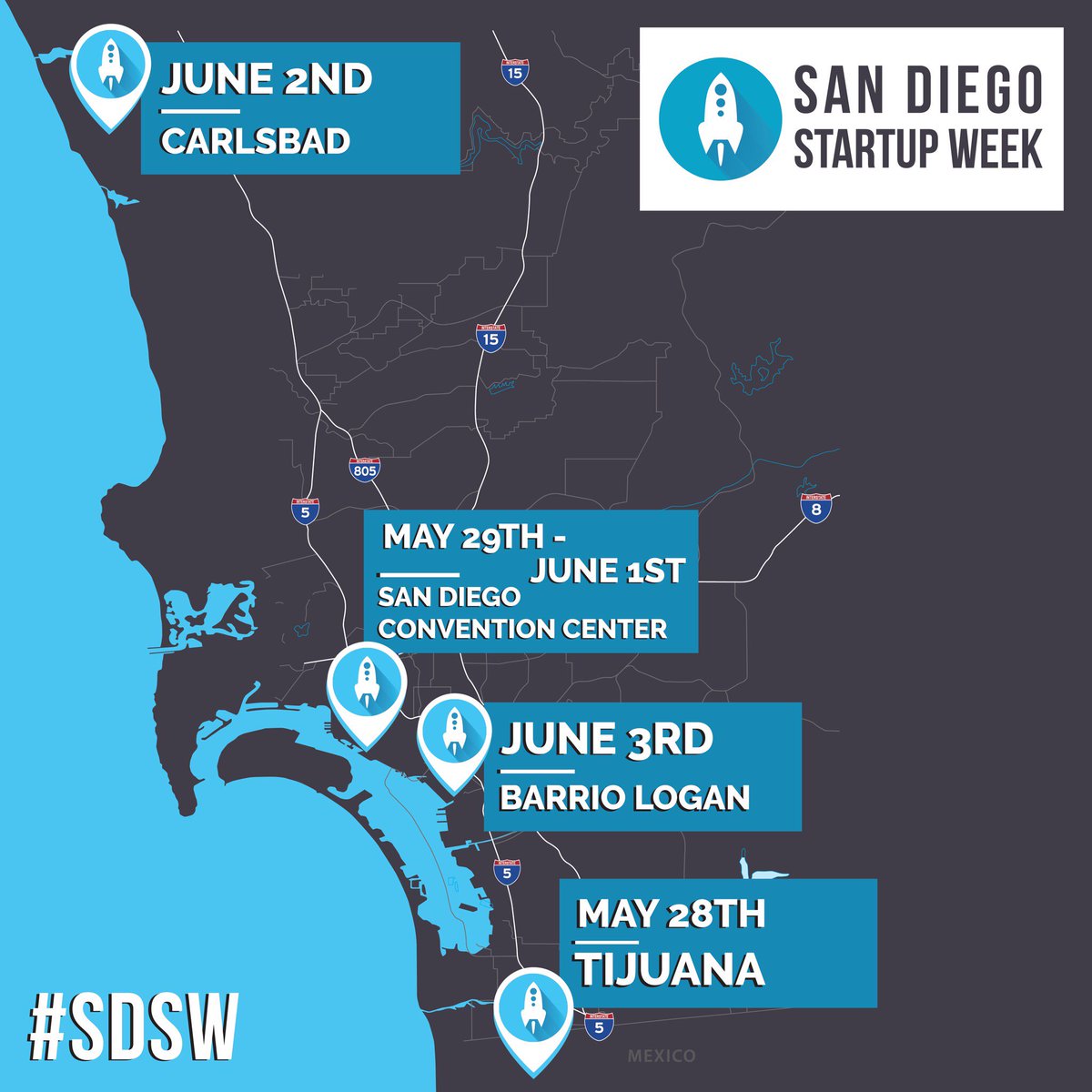 This year’s theme at @SDSW is “We are San Diego.” To celebrate the amazing innovation happening in our region we are bringing @SDSW to locations across #SanDiego and #Tijuana!
sandiegostartupweek.com