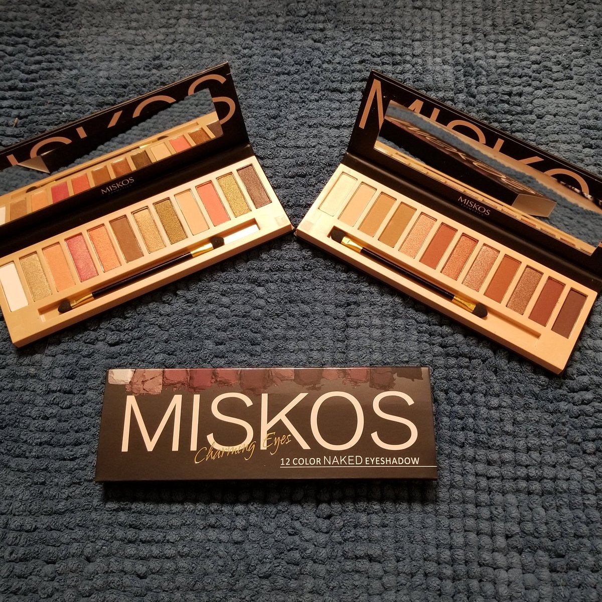 Deedles070970's tweet photo. Miskos Nude Eyeshadow Palettes - pack of 2 eyeshadow pallettes each with 12 eyeshadow colors. Great neutral colors, matte &amp; glitter,  waterproof shadows. Great colors take you from conservative to dark smokey eye. #Discountedforreview #Miskos #eyeshadow https://t.co/ehEaaQqD1z https://t.co/jVZvnoPP6p