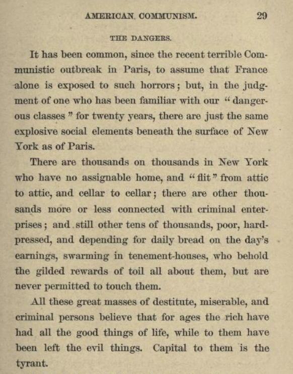 This exchange of class for race attracted northerners, who worried about their own workers doing the same thing. When Paris Communards took over their city in 1871, Americans worked they were next, especially after Chicago burned in October (hence the Mrs. O'Leary myth). /16