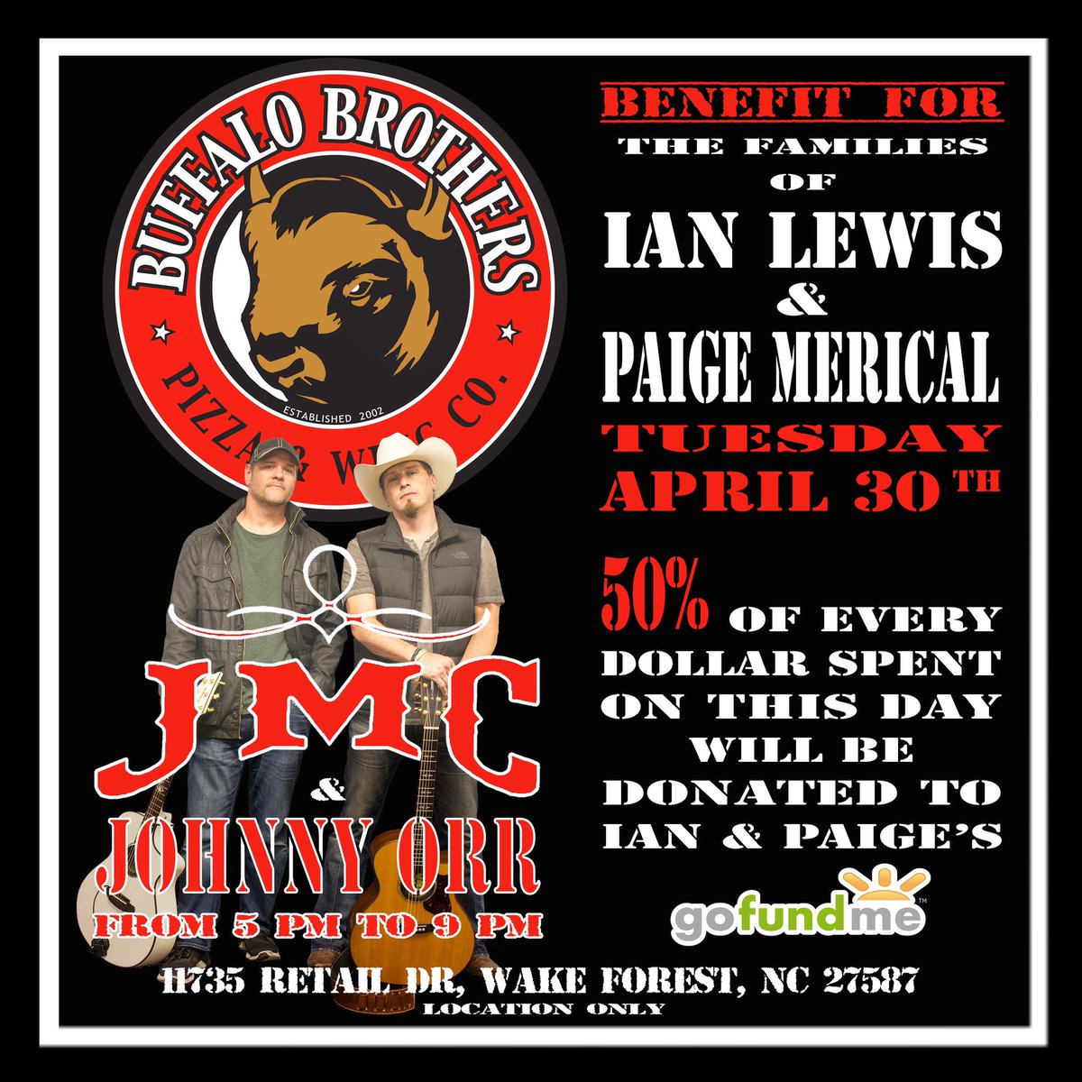 JMCOfficial's tweet photo. Two teens that made huge impacts on their friends and our community were lost when the NC Coast rip current took them. #BuffaloBros of #WakeForest is doing something for their families and @JohnnyOrrMusic & I are going to help. #IanLewis #PaigeMerical #CommuntiySupport #Prayers https://t.co/sHz2SqIejz