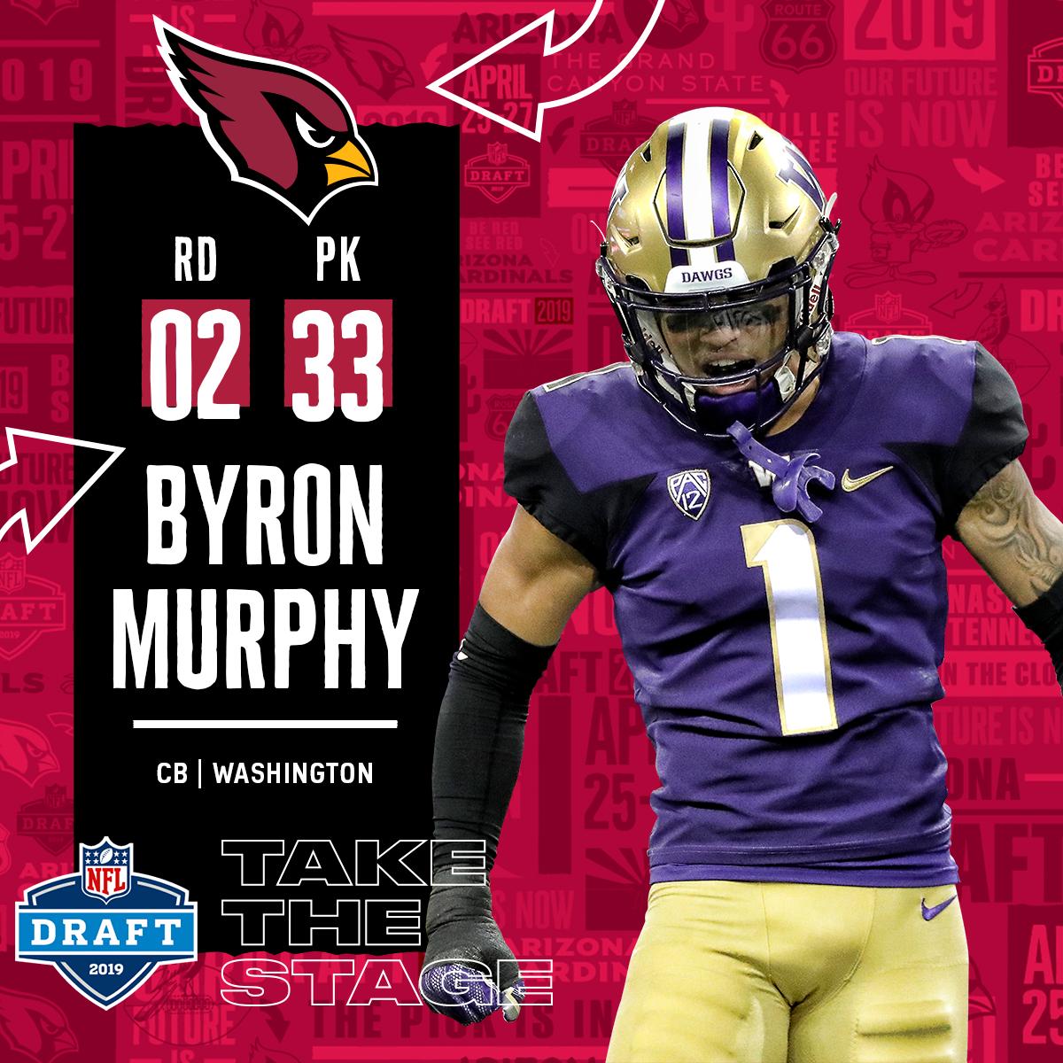 Arizona Cardinals #33 Byron Murphy Draft Game Jersey - Black