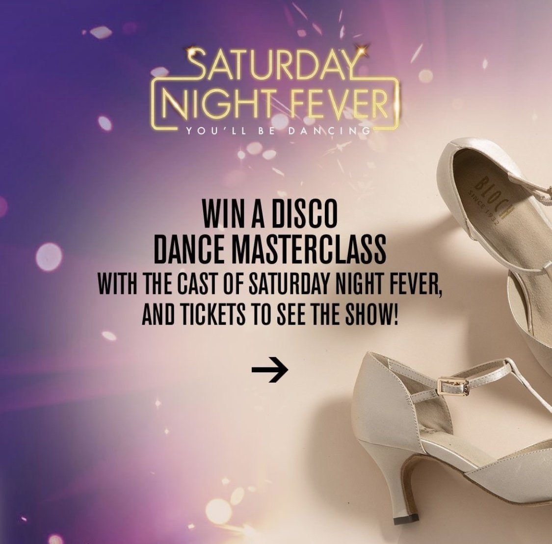 You could WIN a Disco Dance Masterclass with #SatNightFeverAU cast plus tickets thanks to <a href="/BlochAU/">Bloch Australia</a> 💃🏼 Purchase a pair of stage or dancesport shoes &amp; complete the online entry, then you &amp; nine lucky friends could be on your way to the Odyssey: bloch.com.au/snf 🕺