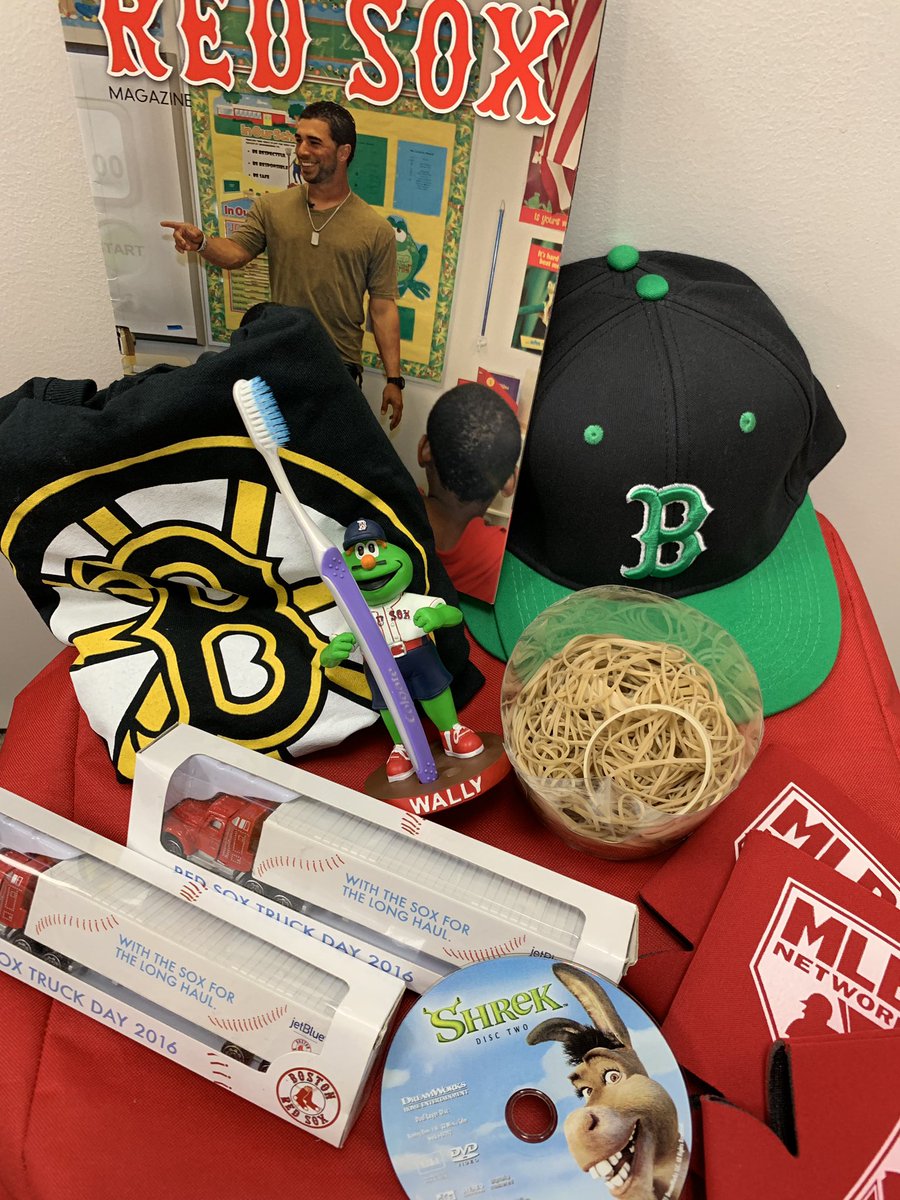 RedSox's tweet image. Our Twitter intern is using the rainout to clean their desk! 

RT now for chance to win:
- 3 koozies
- Toothbrush holder
- B’s night shirt
- C’s night hat
- Pair of 2016 truck day trucks
- Bucket of rubber bands
- Shrek DVD (just bonus features)
- 2012 Sox Mag feat. Mike Aviles