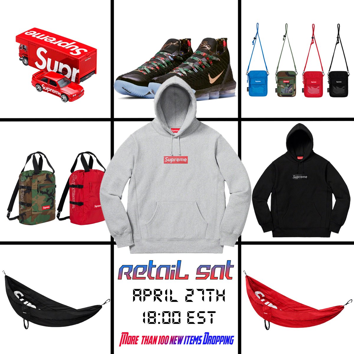 RetailSat's tweet photo. 🔥Droplist is available now🔥
Swarovski✖️Supreme Box Logo Hooded Sweatershirt
Hot Wheels✖️Supreme Fleet Flyer + 1992 BMW M3
All items dropping at retail price on Saturday
🎁Gifts will be given in random orders🎁
🍿Giveaway🍿 Like &amp; RT One winner will be picked to get sticker pack https://t.co/38Op1N3XCb