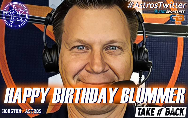 cliffyh69's tweet photo. Wishing @ATTSportsNetSW 's @blummer27 a very happy birthday. #Astros #AstrosTwitter #TakeItBack  #HBD #HappyBirthday #Blummer https://t.co/S5vcTG6DcE