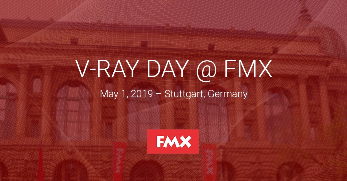 ChaosGroup's tweet photo. #VRayDay is back @ #FMX2019 — May 1 in Stuttgart, Germany! Join us for a day of inspiring talks from our friends at @LUXX_STUDIOS, Unexpected, @GoodbyeKansas & @Ambassadorsss. Click here for a full schedule: https://t.co/nFpjSLJfnN https://t.co/0yfK67df7G