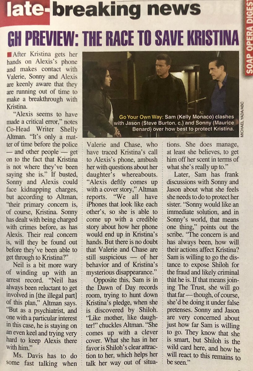 proudnanaKathy's tweet photo. SOD preview article!!
βThe race to save Kristinaβ
Canβt wait to see Sam and Jason take Slime-o DOWN together!! ππΌβ₯οΈππΌ
#JaSam #JaSamson #GH #GH56 https://t.co/vdbaTB5Vim