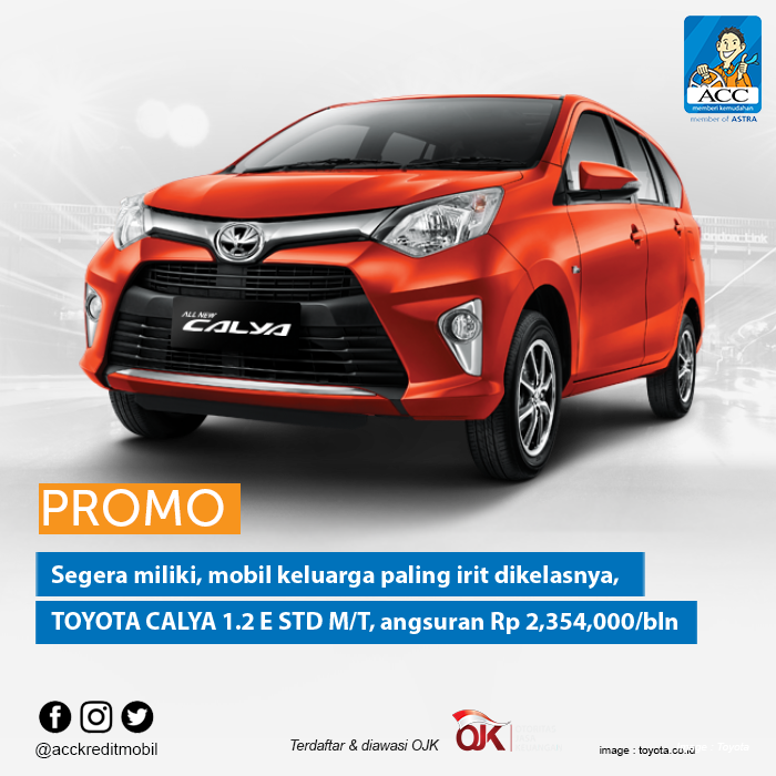 acconeid's tweet photo. Inovasi Toyota untuk kendaraan keluarga, TOYOTA CALYA 1.2 E STD M/T seharga Rp 136,950,000 dapat dimiliki dengan angsuran ringan. Paket Kredit #MANTAP 40% lebih ringan dari paket lainnya dan masa angsuran 6-8 tahun: https://t.co/w0vgglSY3B #MudahnyaKredit #BaiknyadiACC #ACCYes! https://t.co/GYuh5ahitB