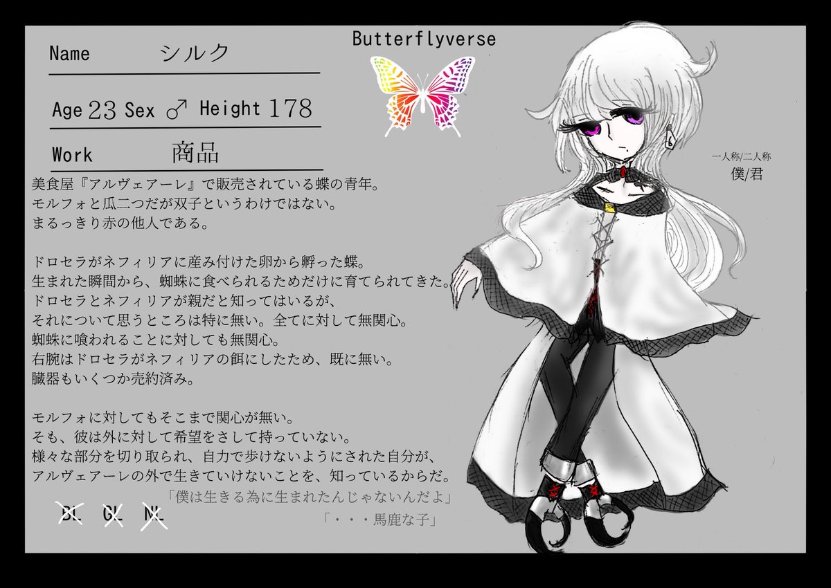 水色猫 小説コミッション受付中 Twitterren こちら Butterfly Verse に愉快な家畜系蝶蛾双子 偽 もシューッ アルヴェアーレ周りはこれで最後かな バタフライバース Cs バタフライバース 蝶 バタフライバース 蛾
