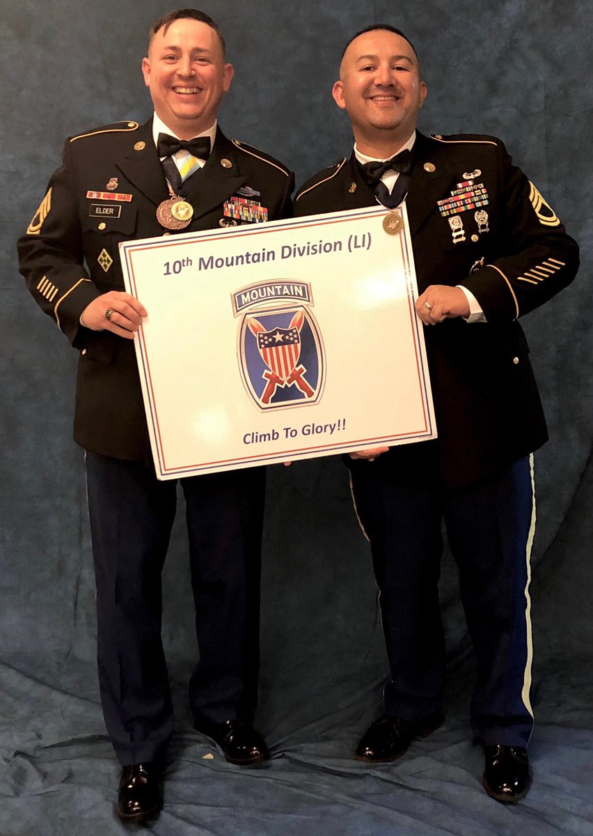 elder_sfc's tweet photo. SFC Redondo and myself representing the Fort Drum Recruiting Company at the 10th Mountain AG Ball. We also were both awarded the COL Manning award from the 10th Mountain AG Chapter. @10MTNDIV @SyracuseArmyRB @usarec @USAREC_CG @VictoryBDECSM @agcra https://t.co/15W4BzBRIw