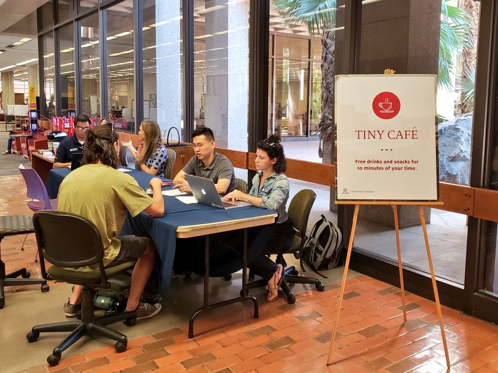 Interviewing students at Tiny Cafe