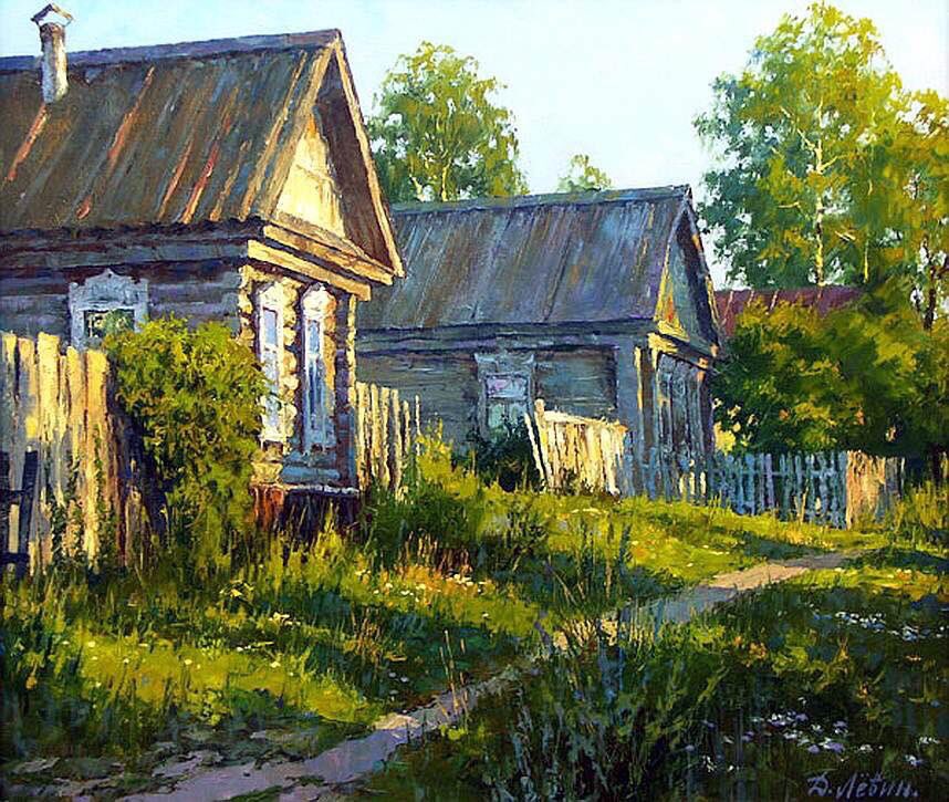 Картинка деревня летом, цветами