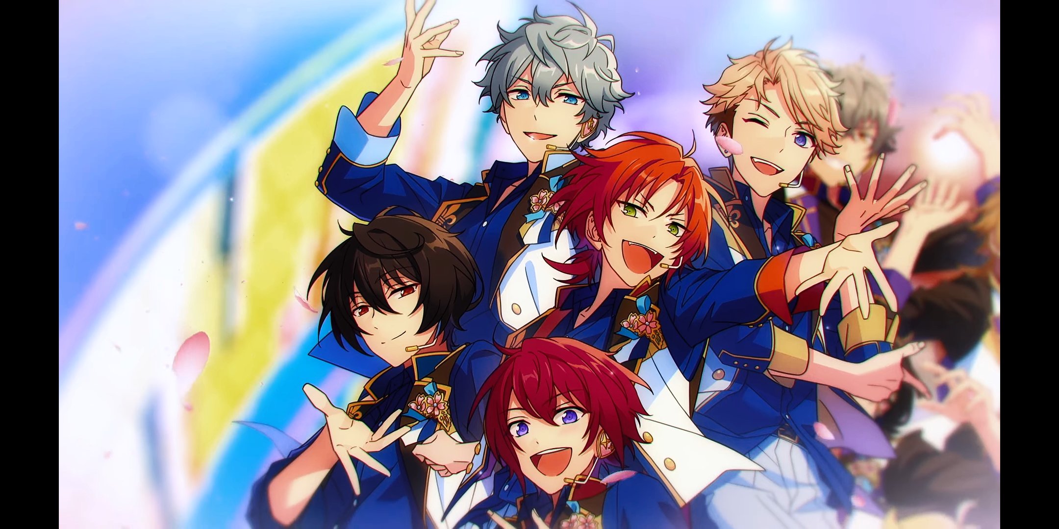 ケイにゃん 4周年記念イラスト皆んな素敵ね ユニットのカラーが出てるの最高じゃないのっ ゆうくんのポーズ可愛い 開花後はウインクだよね 泉さんは相変わらずイケメンね クラス別スカウト 是非二人ともお迎えしたいっ T Co