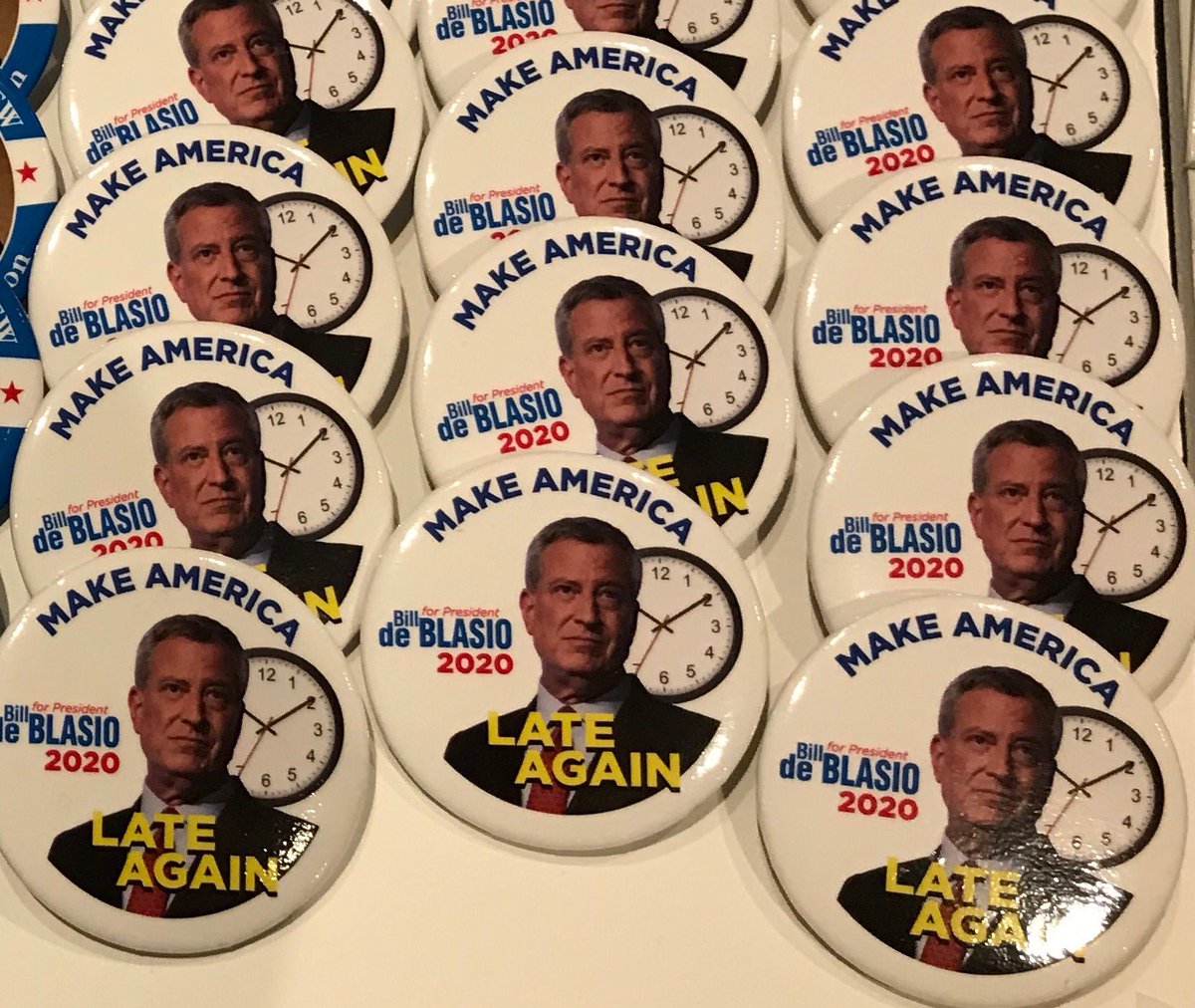 The button for #2020? It got a big laugh at the annual reporters’ spoof of NYC politics at ⁦@InnerCircleNY⁩ Show’s Friday night dress rehearsal. Come see the full show Saturday - when Mayor ⁦@NYCMayor⁩ performs, too. Tickets still available.