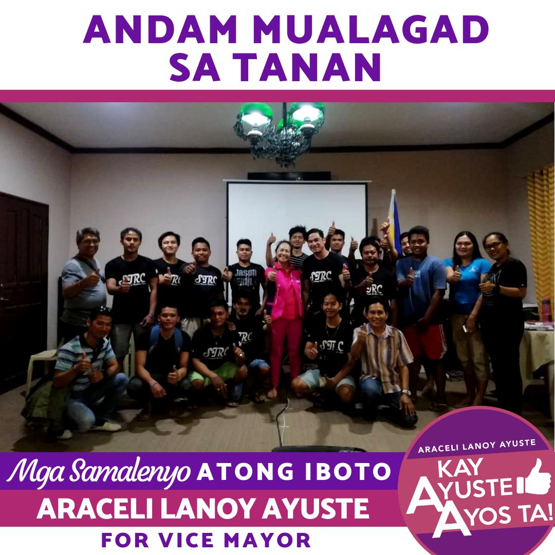 AraceliAyuste's tweet photo. Akong pangandoy nga makahatag ug tinood nga serbisyo kutob sa akong makaya. Pagkaanindot hunahunaon nga walay Samalenyo ang mag antos kundi manginabuhi nga komportable.
#VoteNumber1AraceliLanoyAyuste #KayAyusteAyosTa  #1AraceliLanoyAyuste #VoteAraceliLanoyAyusteForViceMayor https://t.co/cq9PE2vSxv