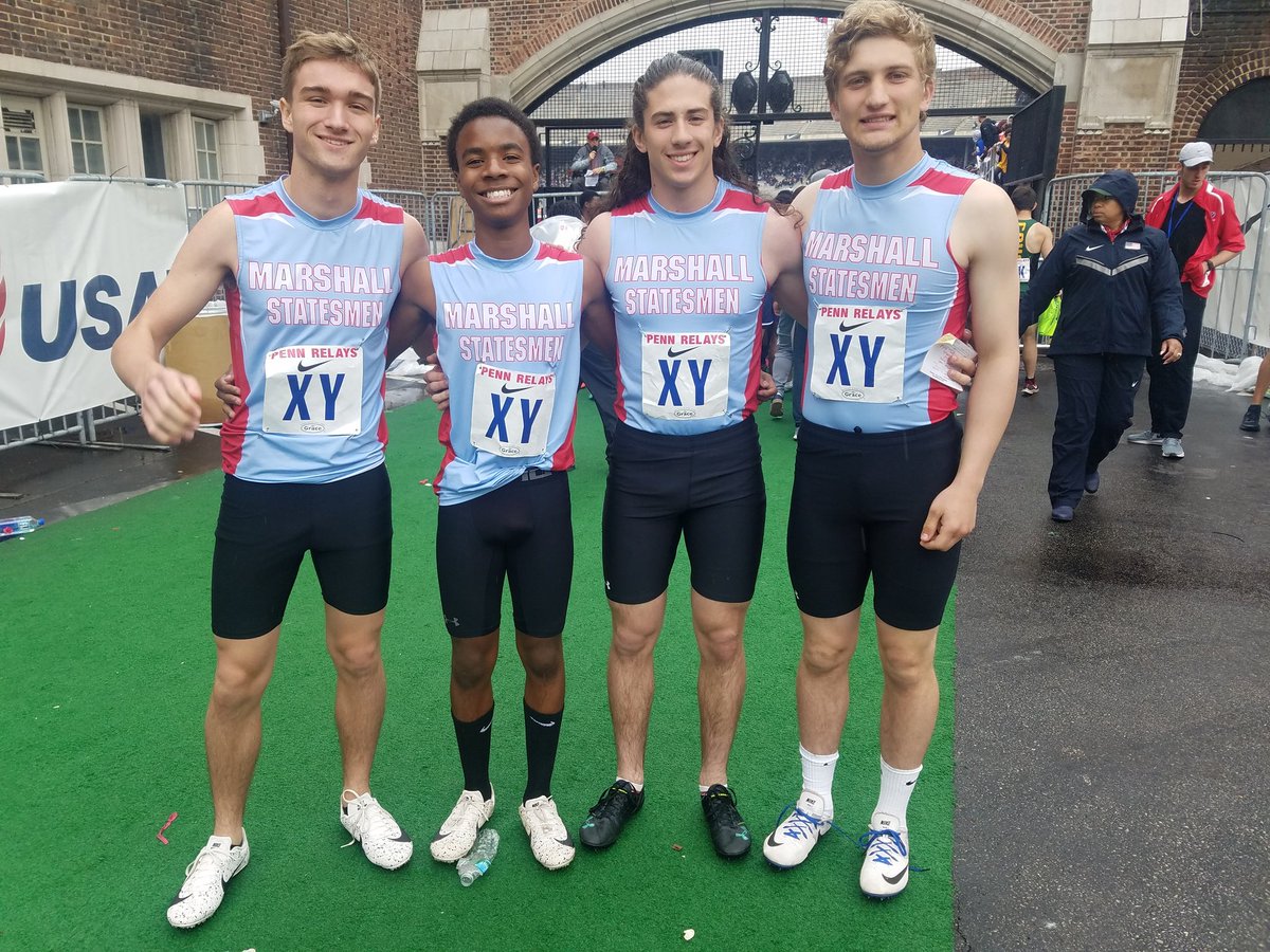 Marshall high school Boy's 4x800m relay team with new school record. Missed the championship of America finals by one spot. The boy's 4x100m relay team set a new seasonal best. #gcm #olympics #trackandfield #tracklife #champions #marshall #pennrelays