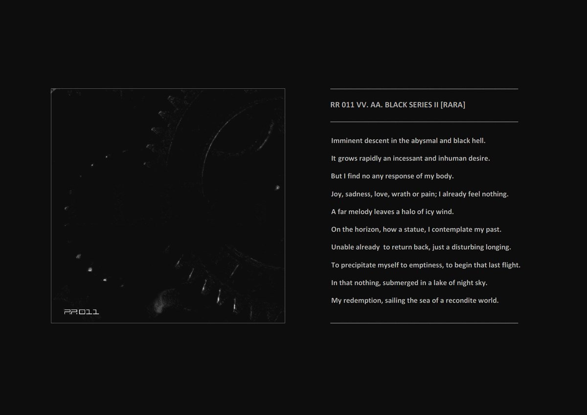 raranetlabel's tweet photo. Second installment of BLACK SERIES, a tribute, one more year, to B.S.C. Label and its founders,  O. López Beat and Structural Form. Listen and free download here:
https://t.co/UeuFPqj7JF. Enjoy! https://t.co/3YZpOXHxFP