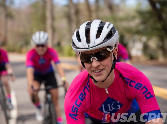CCBcycling's tweet photo. First of 3 races this weekend and #emma picks up 5th at Spartanburg @USASpeedWeek with help from teammates Rachel and Lisa! Next up... @AthensTwilight and race 2 of @USACRITS! #speedweek #fastestnight #pinkwatts #llghuseby 📷 USA CRITS https://t.co/uONAb9SWWV