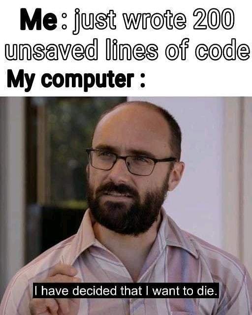 PrgrmmrHumor_io's tweet image. When your laptop dies :(⠀
----------------------------- ⠀ ⠀
#code #computer #linesofcode #ProgrammerHumor #Programmer #Developer #coding #ProgrammerLife #dev #development #ProgrammingFun #ProgrammingJokes #backend #frontend #software #ComputerScience… instagram.com/p/Bwvvtm2Bw2-/