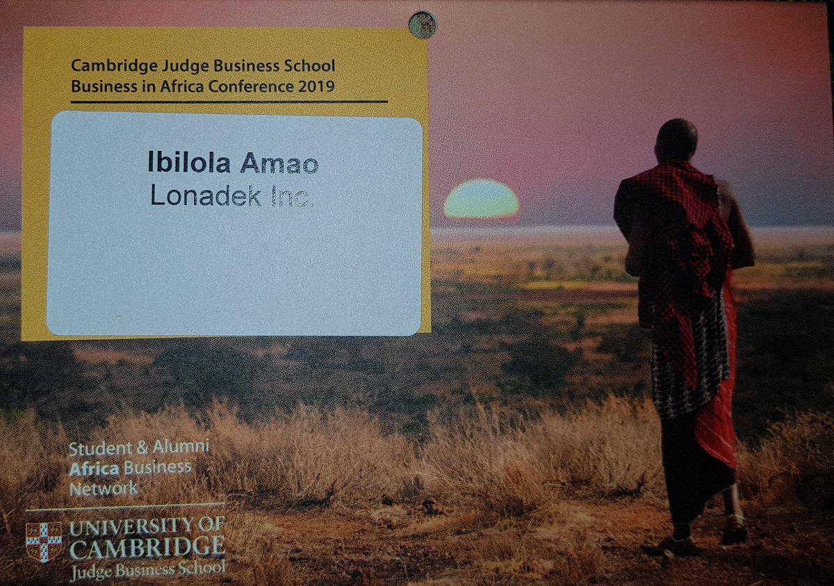 Ibilola_Amao's tweet photo. Happy to be at @Cambridge_Uni @CambridgeJBS for the #Business in #Africa #Conference. #CambridgeBIA2019
I am curious to learn about the perspective of #leaders #MBA #MFin #Students #ThoughtLeaders at #Cambridge on "Growth in Africa".
Thank you @LonadekInc
#CambridgeUniversity #RT https://t.co/vVleDecfjT