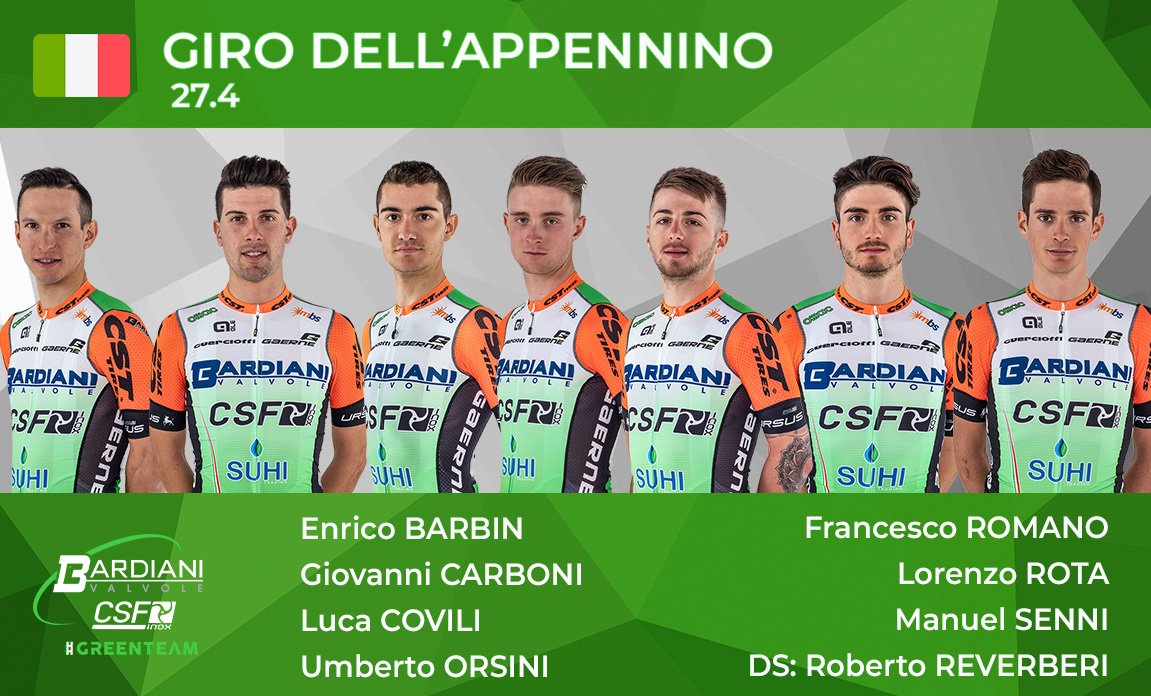 Con il <a href="/giroappennino/">Giro dell'Appennino</a> la <a href="/Bardiani_CSF/">VF Group Bardiani-CSF Faizanè</a> inizia la lunga volata verso il <a href="/giroditalia/">Giro d'Italia</a>. Appuntamento domani da Novi Ligure a Genova 🇮🇹
📝 News: bit.ly/2IJBiTr