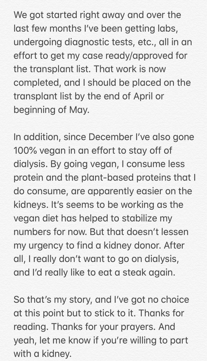 MSKaltenmark's tweet image. I need a kidney. Could be yours, someone you know, or even a complete stranger. 

I just need a kidney donation.  

So if you’re interested, visit iuhealth.org/transplant. 

From there, click the Living Kidney Donation button, scroll down, fill out the form, and include my name.