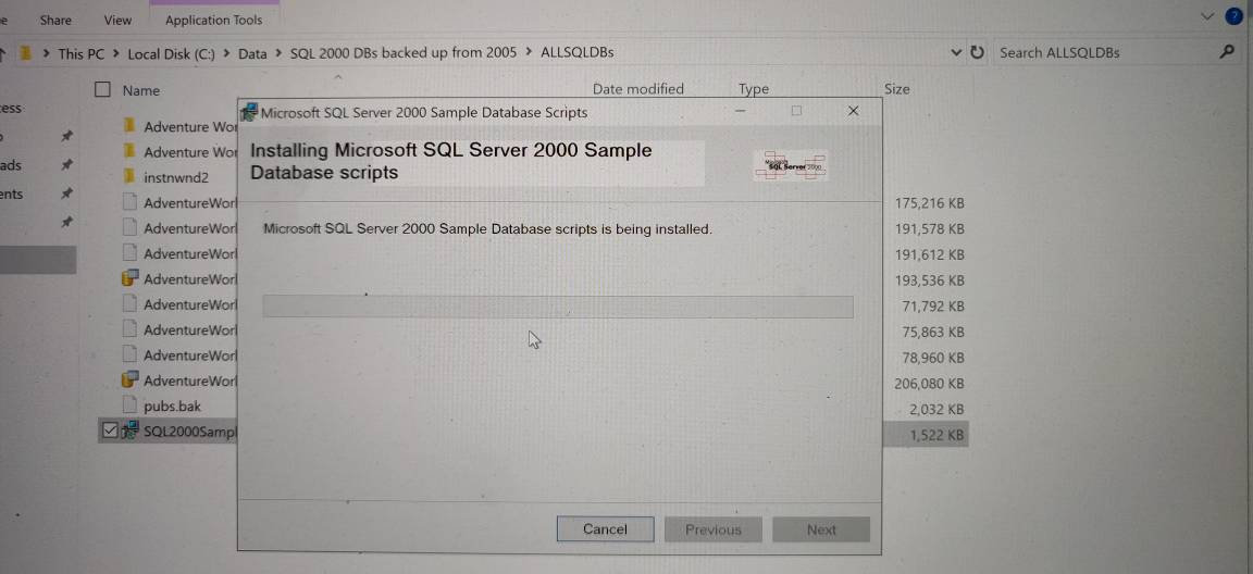 A_Bansal's tweet image. Yeah, I still do this :) #pubs #northwind #sql2000 #sqlfamily #sqlserver