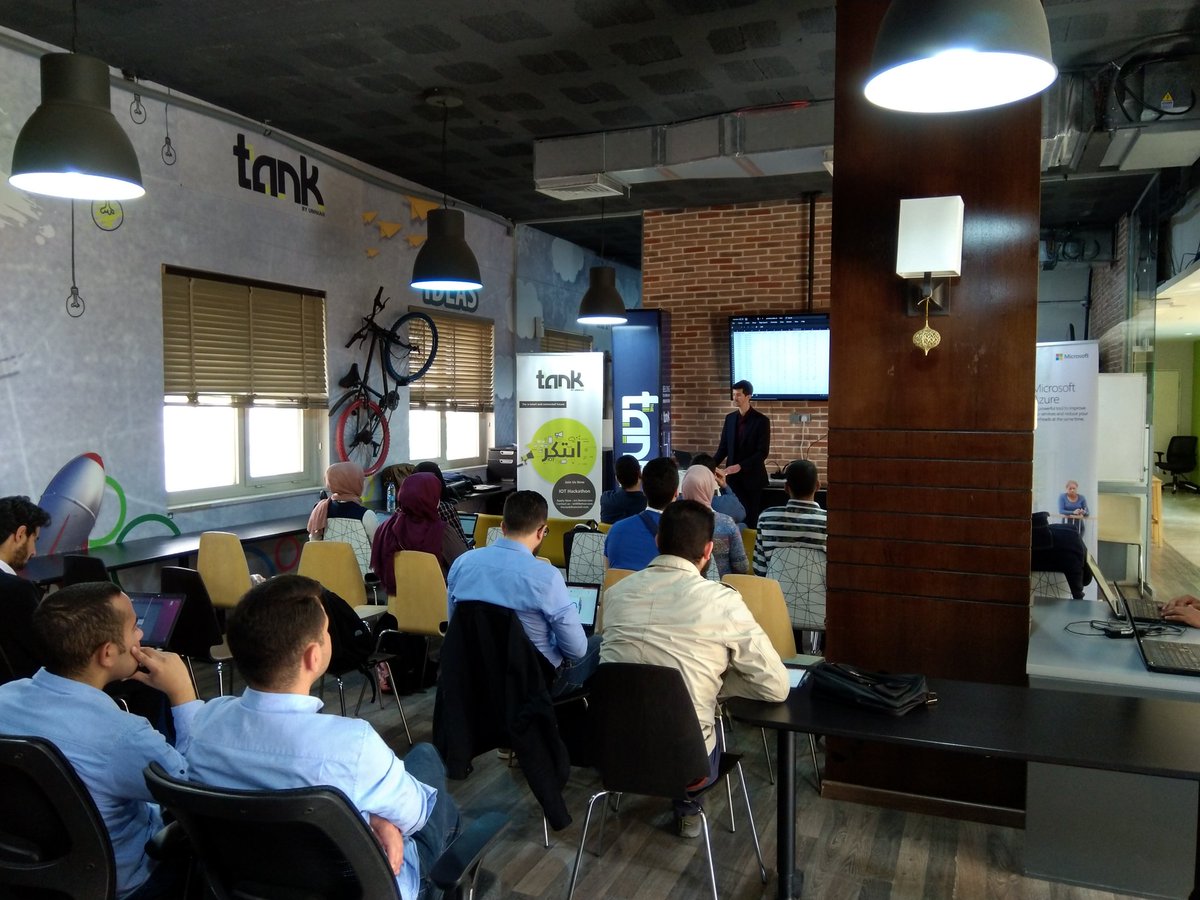 AzureGhost117's tweet photo. #AzureGlobalBootcamp2019 kicking off, Monte Hoover and Omar AbuShaqra talking about #artificialintelligence, #MachineLearning, #Cortana, #IoT and how it all works with #MicrosoftAzure.
#Microsoft #MicrosoftCloudSociety #CloudSociety #JoTechies #LabibaAi https://t.co/Jtx1rlYla7