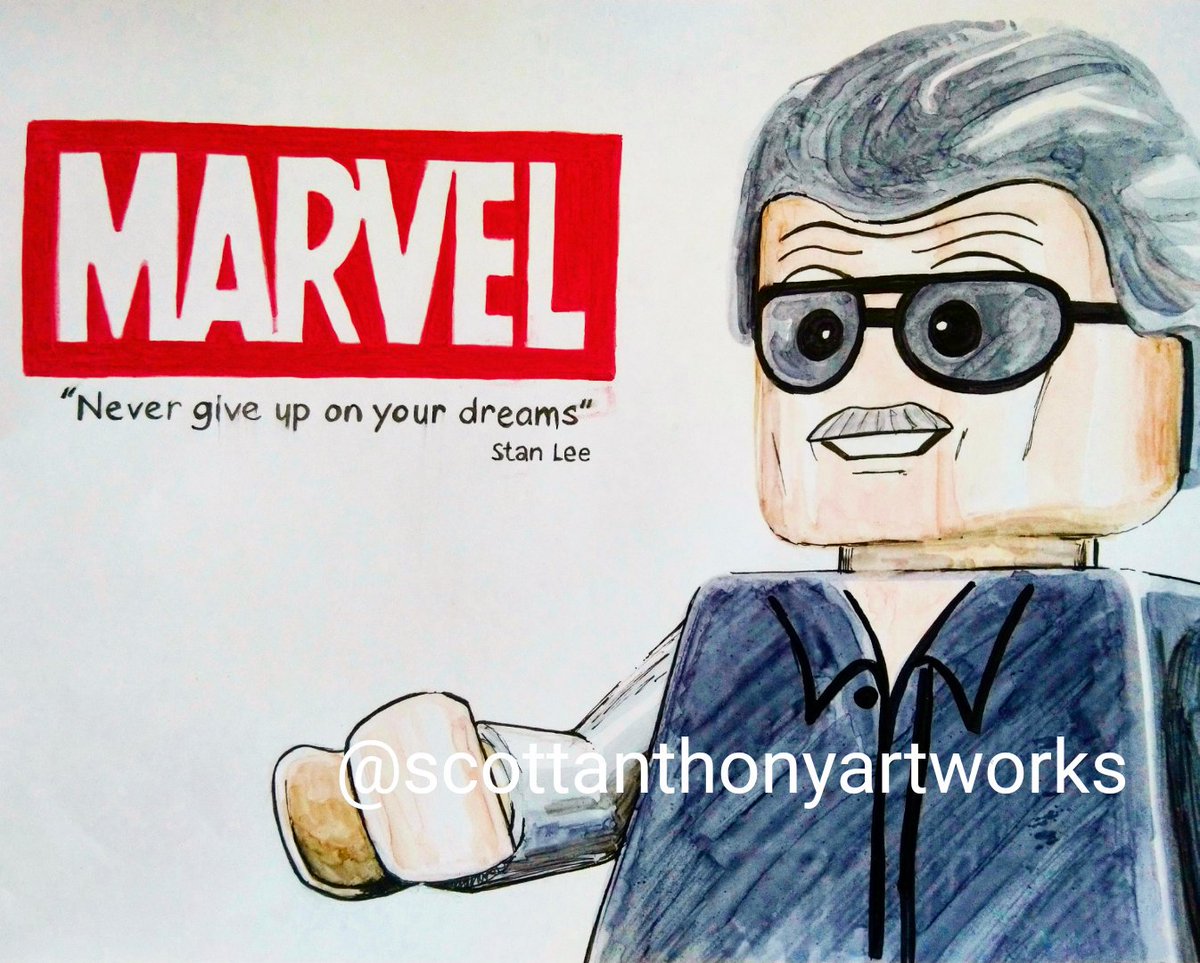 Scottanthonyar1's tweet photo. My drawing of lego stan lee to celebrate #AvengersEndgame #LEGO #legoart #stanlee #Marvel #marvelcomics #InspirationalQuotes #inspired https://t.co/WaTw6CvkAB