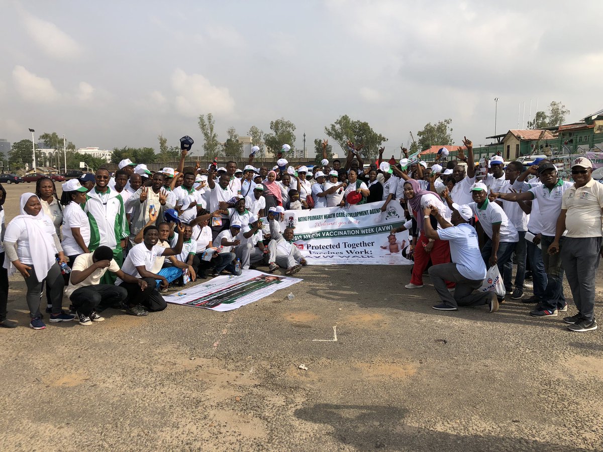 NphcdaNG's tweet photo. So much fun at the African Vaccination Week Walk. 

We are indeed protected together: vaccines work!

#SupportImmunization 
#AVWng
#AVW2019 https://t.co/rzSYiqbbxk