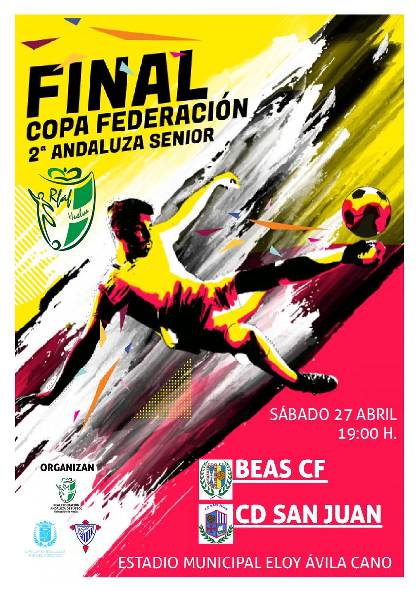 RFAFHuelva's tweet photo. Este sábado tenemos una cita importante en Bollullos con la FINAL de la COPA FEDERACIÓN 2ª Andaluza Sénior. No faltes!!!! https://t.co/8zBf3gcagf