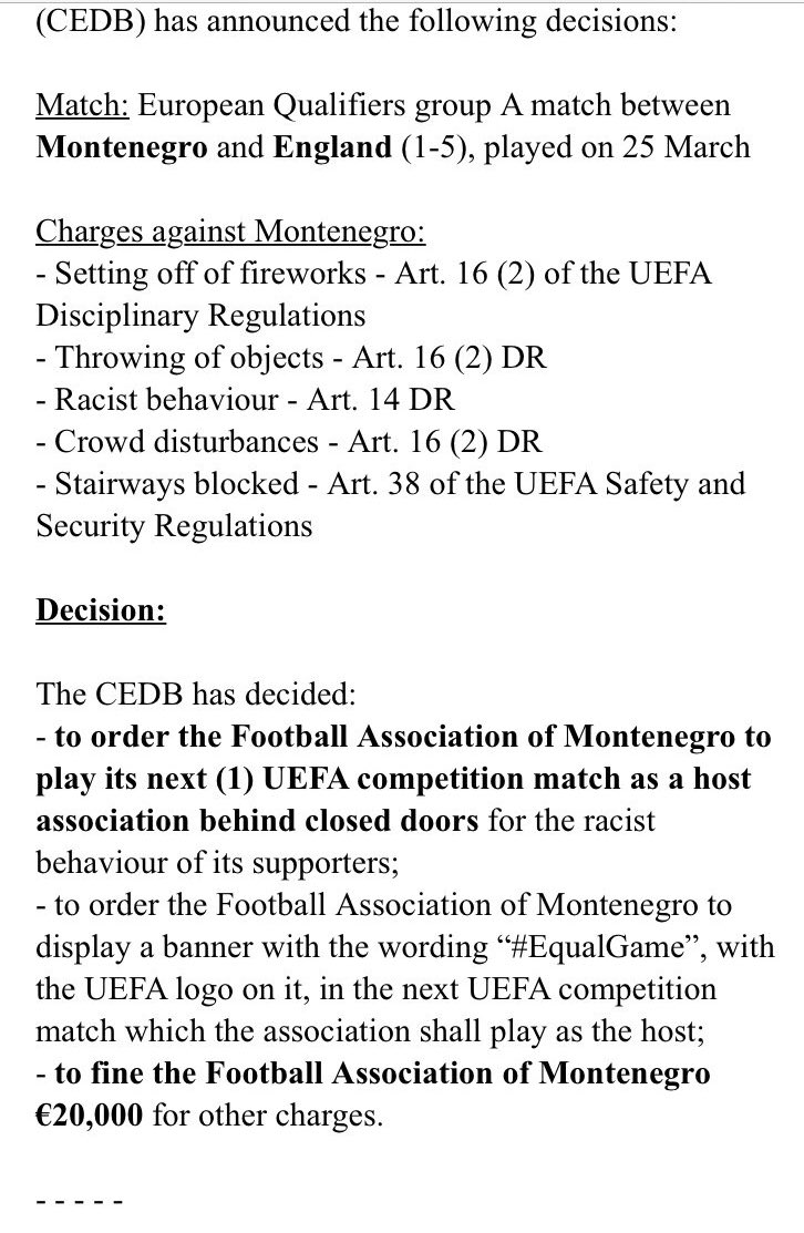 Darren_Lewis5's tweet photo. When the punishment is this weak - after all the headlines, all the promises that football will do better and after the players speaking out, you can see why there is - and has only ever been - one solution. Walk. https://t.co/ArxMewWusw