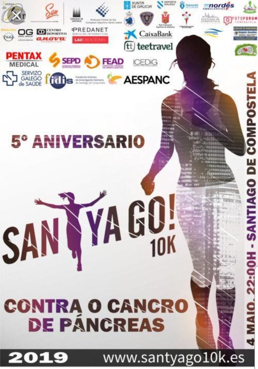 Gastro SANTIAGO (@gastrochus) on Twitter photo Animate y corre por el cancer de pancreas (o colabora con dorsal 0), apoya la investigacion en cancer de pancreas.<a href="/SantYaGo10K/">SantYaGo10K 2023</a> <a href="/Run4Pancreas/">Run4Pancreas 🏃</a> <a href="/JulioIglGar/">Julio IglesiasGarcia</a> <a href="/manu_barreiro/">Manuel Barreiro</a> <a href="/EDominguezMunoz/">J. Enrique Dominguez-Munoz</a> <a href="/AESPANC/">AESPANC</a>
FECHA LIMITE INSCRIPCION. 30 abr
FECHA CARRERA. 4 Mayo Animate y corre por el cancer de pancreas (o colabora con dorsal 0), apoya la investigacion en cancer de pancreas.<a href="/SantYaGo10K/">SantYaGo10K 2023</a> <a href="/Run4Pancreas/">Run4Pancreas 🏃</a> <a href="/JulioIglGar/">Julio IglesiasGarcia</a> <a href="/manu_barreiro/">Manuel Barreiro</a> <a href="/EDominguezMunoz/">J. Enrique Dominguez-Munoz</a> <a href="/AESPANC/">AESPANC</a>
FECHA LIMITE INSCRIPCION. 30 abr
FECHA CARRERA. 4 Mayo