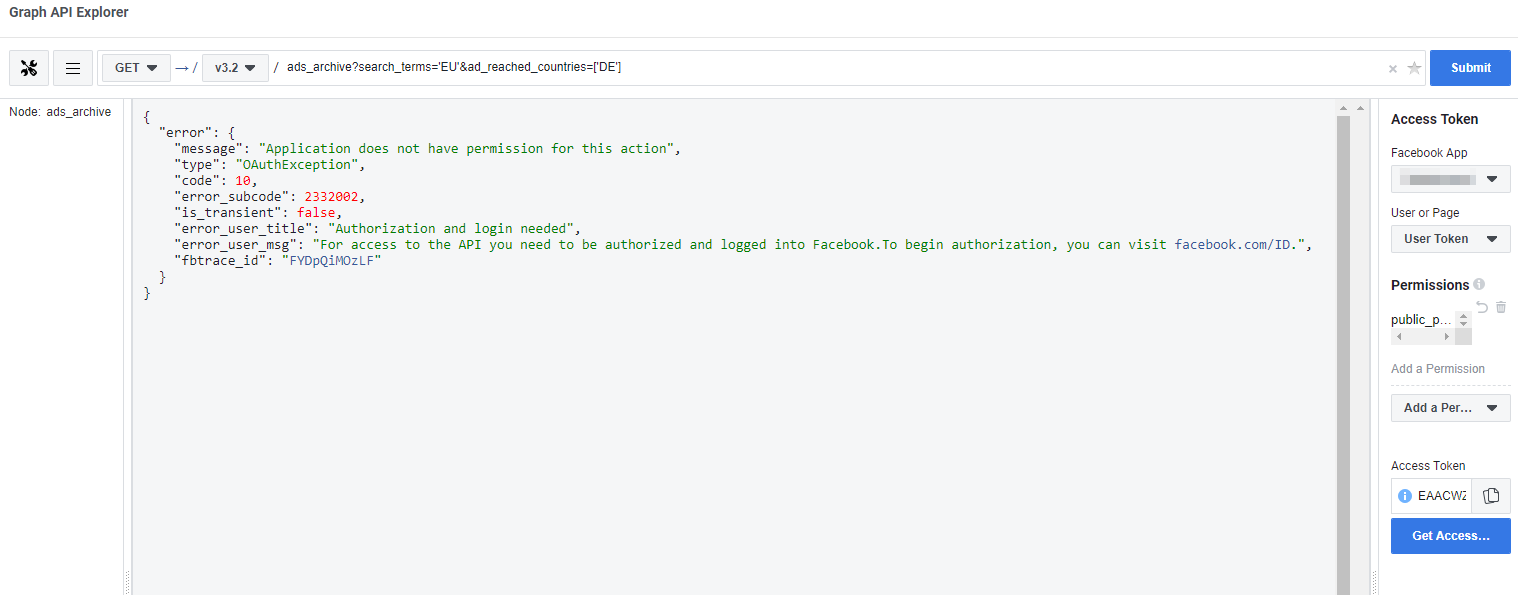 Facebook API Authorization Issue