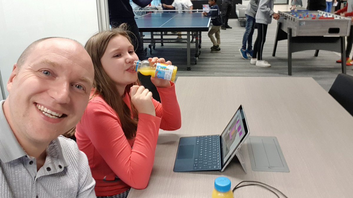 stevegoodman's tweet photo. Arrived at #azurecraft with Isabelle at the @MSFTReactor London for a day of coding https://t.co/5JNawoHgTI