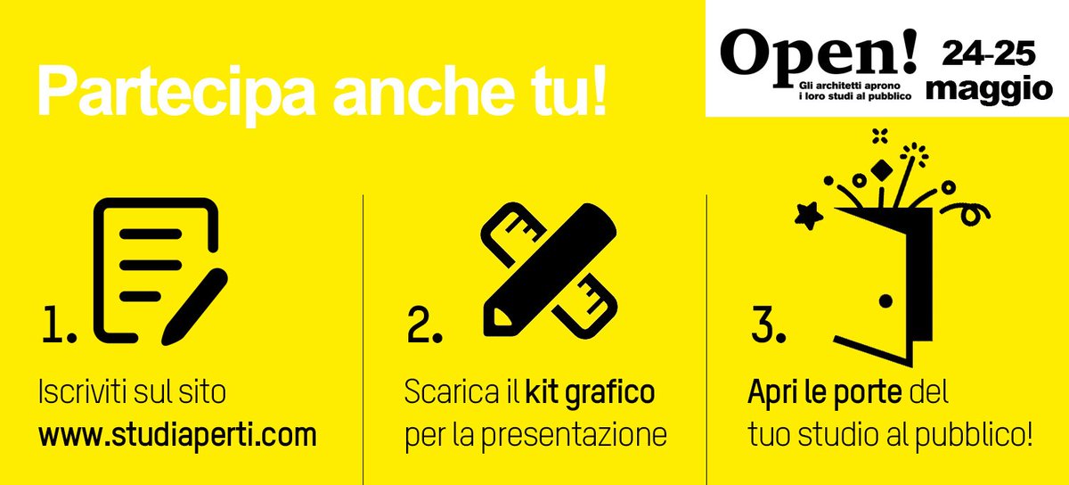 cnappc's tweet photo. OPEN @studiaperti è l’occasione per far conoscere il mondo dell’architettura al grande pubblico e ai non addetti ai lavori.
Partecipa anche tu! Registrati, accedi, scarica il kit e aggiungi il tuo evento! #openstudiaperti2019 https://t.co/wJuLHaZTOH https://t.co/GCiE6zzKwK