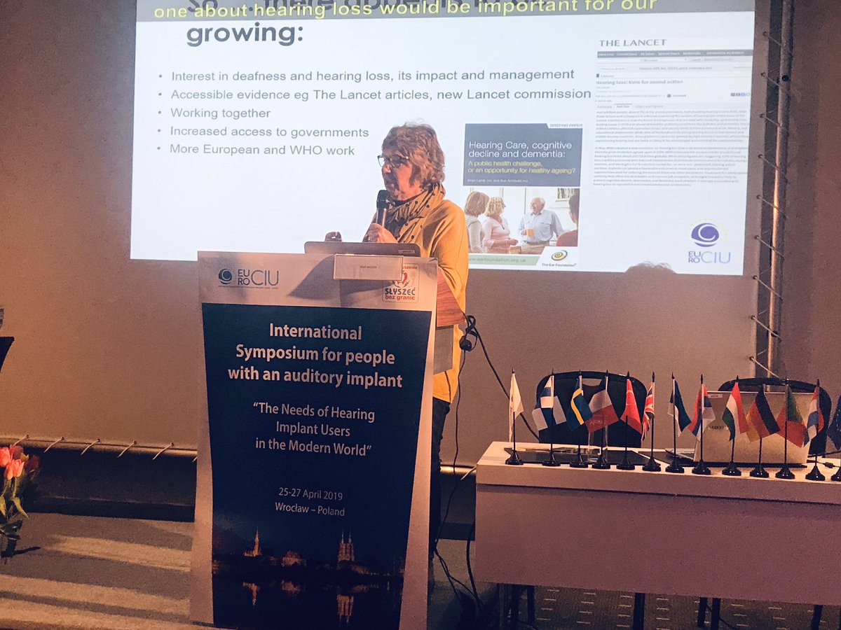 AnnCharlotteG7's tweet photo. #EUROCIU Sue Archbold adressing the #Spend2Save campaign globally together with report about link between #hearingloss and #dementia. We are all on it in Europe campaigning. @AGBellAssoc @EarFoundation @eurociu @sahlgrenska @Folkhalsomynd @socialdep https://t.co/EfFGPUye71