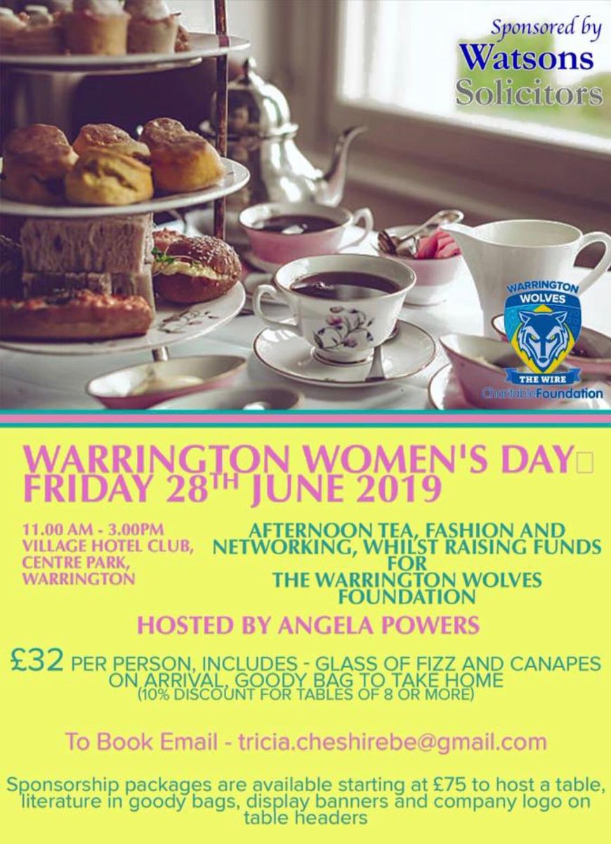 #Warrington womens day sponsored by yours truly. Fancy a ticket? Contact <a href="/triciapet/">tricia</a> Proceeds in aid of @WWCLSFoundation