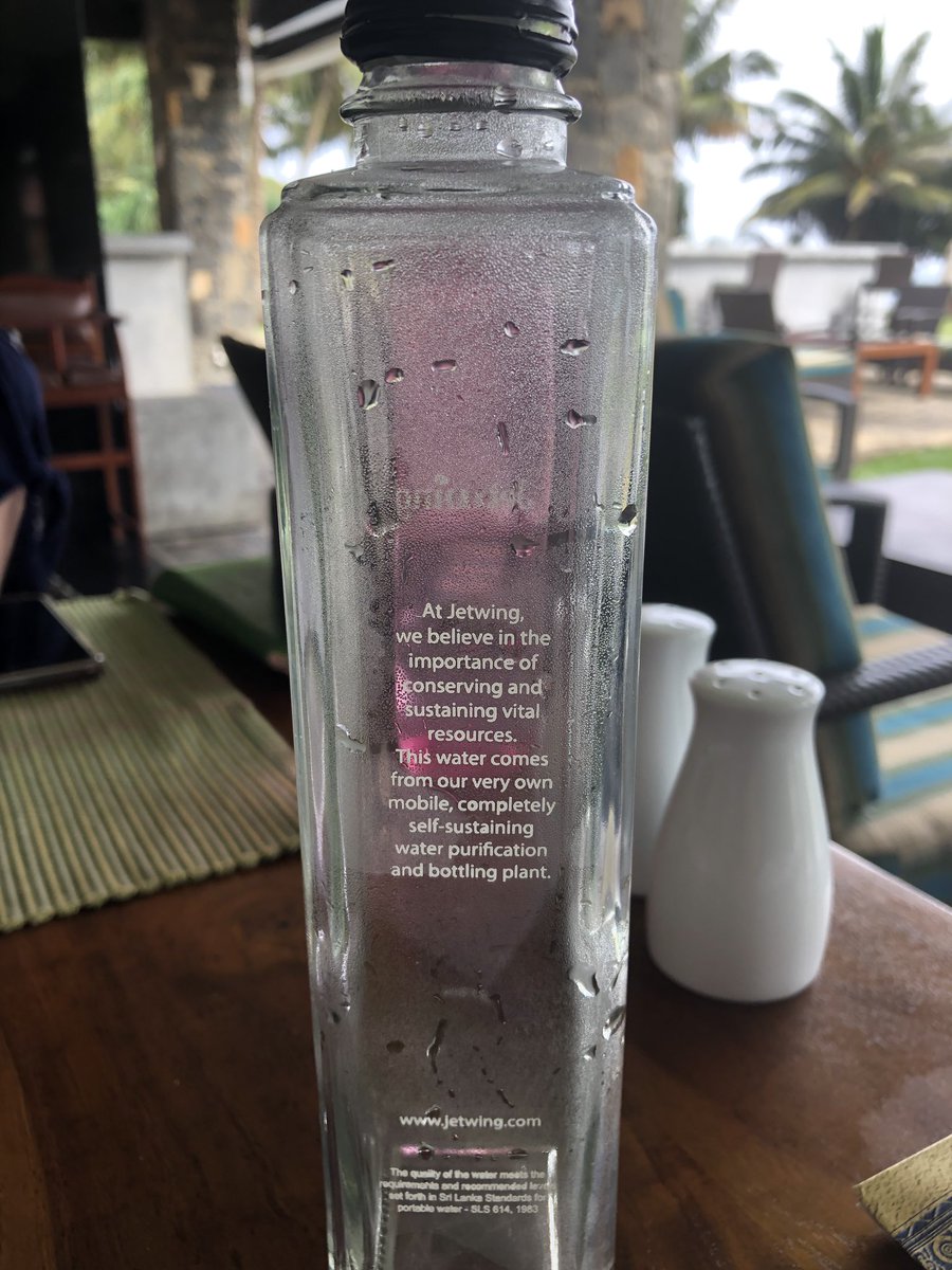 Proberen Walging Magnetisch Tom Jennings 🇺🇦 on Twitter: "The @JetwingHotels we stayed with in # SriLanka recycle all waste, bottle filtered water in reusable glass bottles,  do the same with all those wasteful little bottles of