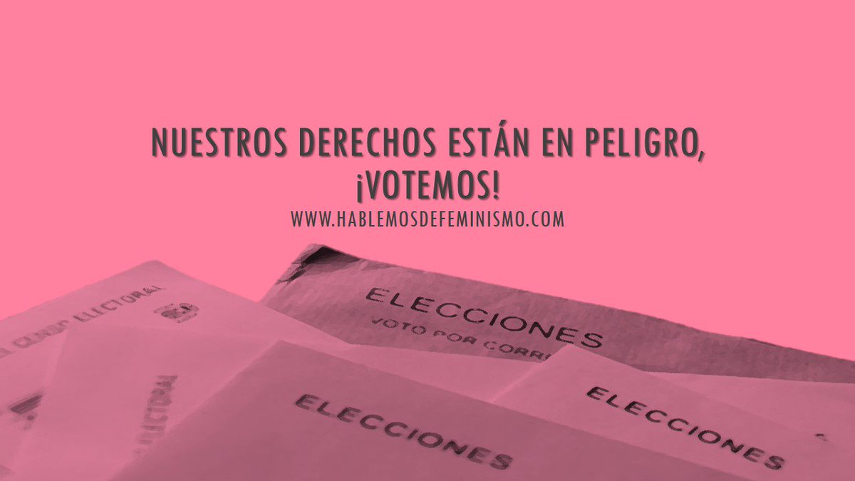 HFeminismo's tweet photo. No podemos no votar, nos jugamos demasiado. #votar #28a #derechosenpeligro #lasfeministasvotamos28a #MujeresSinVox #EleccionesGenerales28Abril #EleccionesGenerales https://t.co/PxoZQcCniX