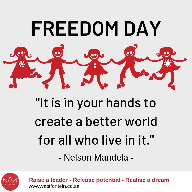 VastfonteinCT's tweet image. We  are celebrating Freedom Day in South Africa today!

Let us be intentional in building a better future for our children and the youth in our country!  

Happy Freedom Day!

#VCT #RaiseaLeader #ReleasePotential #RealiseaDream
#FreedomDay #Builingabetterfuture #MakingaDifference