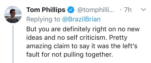 Bad faith, lockstep reaction to first interview of political prisoner Lula da Silva, from Big Oil Lobby  @ascoa's  @BrazilBrian and Lat Am editor of "progressive" newspaper  @Guardian  @tomphillipsin, who now frequently quote eachother.  http://brasilwire.com/the-strange-case-of-the-guardian