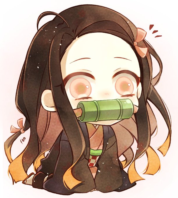 ぽん。さんがTwitterに投稿した竈門禰豆子(鬼滅の刃)のイラスト。