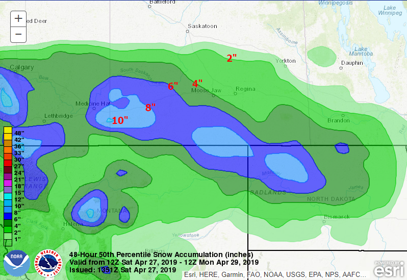 nwrweather's tweet photo. SouthWest and SouthCentral #sask continue to be the bulls-eye for the upcoming #skstorm #yqr https://t.co/FFVdL9kPRV