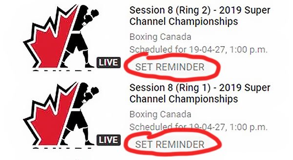Boxing_BC's tweet photo. Watch the @SuperChannel Championships FINALS live streaming from @BearMountain TODAY at 13:00 Pacific. Remember to set your reminders.
👊Ring 1: https://t.co/e3oxoT5ZBJ
👊Ring 2: https://t.co/f9EagQJizl
@boxing_canada #boxingbc #getinthering https://t.co/M4mVcTQ0hO