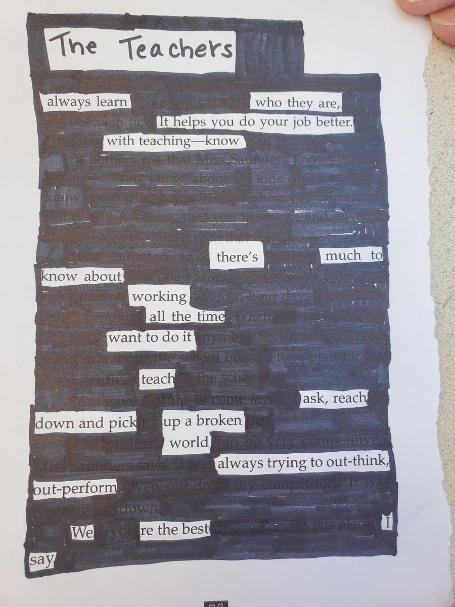 sbrooks2587's tweet photo. Blackout poetry at #readattheknoll by @MrsWalkerReyes1. #wkmssoars #lex1literacy Speaks for itself!!! https://t.co/HJtDuddClb