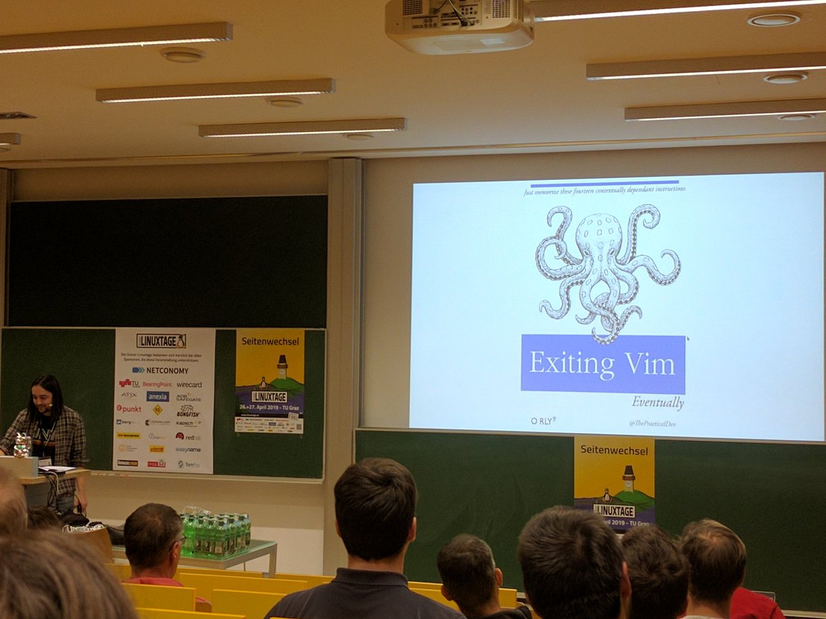 mxmehl's tweet photo. A small and fun history of how it all started with Bell Labs, UNIX and eventually GNU and Linux by Mihael Mercvajler at #glt19. Watch it on stream now or the recording later and see which and how geniuses made modern computing possible! https://t.co/mNDSF8W1pi