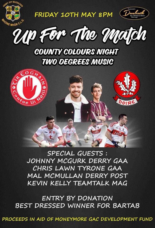 malmcmullan's tweet photo. Just under two weeks until @MoneymoreGAA fundraiser. Always good to talk a load of balls @JohnJoxer5 @Kelly1KK @mcivorr @henryjoystephen @chriko21 @CSEastwood13 https://t.co/qKYGTaiL4q