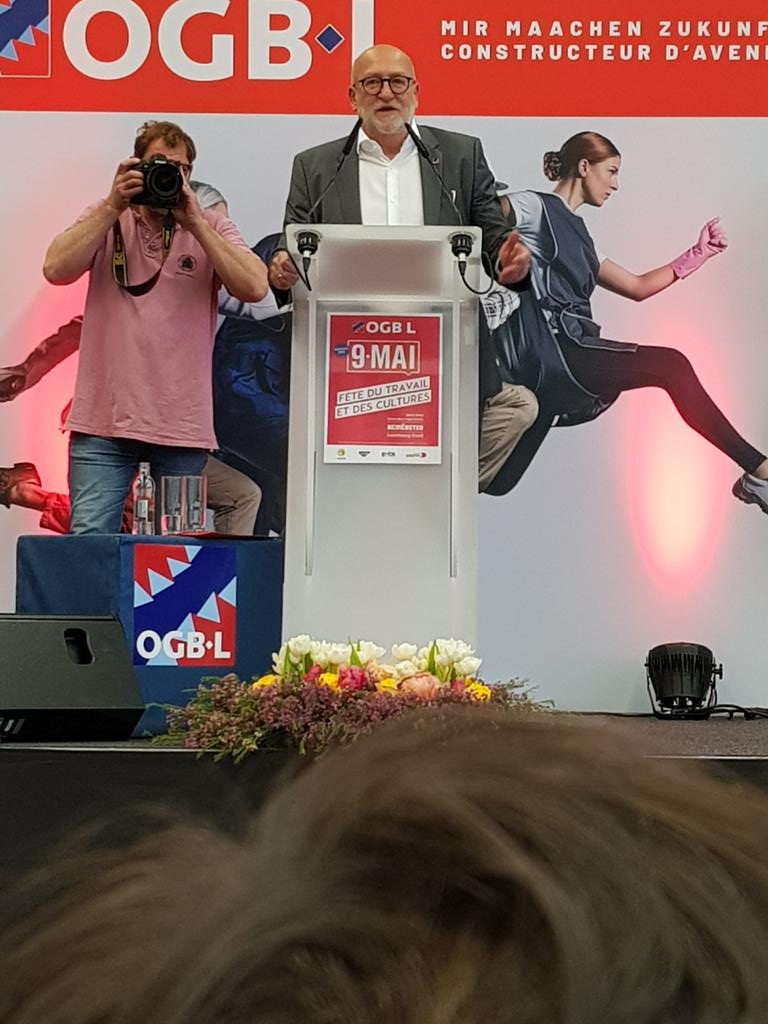 KmiotekC's tweet image. Wahrscheinlech lescht Ried vum @OGBL_Luxembourg Präsident André Roeltgen am Virfeld vum 1. Mee.